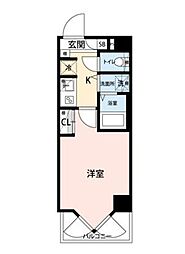 AXAS二子多摩川 1Kの間取図画像