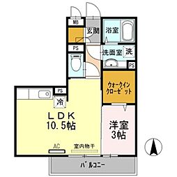 和歌山電鐵貴志川線 田中口駅 徒歩6分の賃貸アパート 2階1LDKの間取り