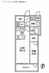 シーズンフラッツ新大塚 4階1LDKの間取り