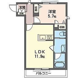 ランコントル 1LDKの間取図画像