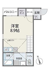 ジラフ桜ケ丘A ワンルームの間取図画像