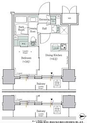 ワンルーフレジデンス板橋大山 8階1DKの間取り