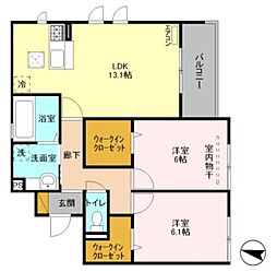 グレイススクエア 2LDKの間取図画像