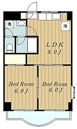 サンモール1番館Ｂ棟 3階2LDKの間取り