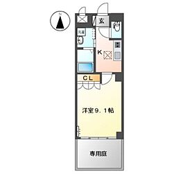 ヴァるメス・リヒト　にしうら 1階1Kの間取り