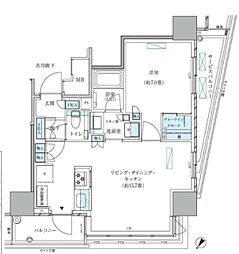 パークアクシス五反田スカイタワー 1LDKの間取図画像