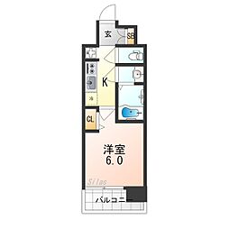京都市営烏丸線 九条駅 徒歩7分の賃貸マンション 2階1Kの間取り