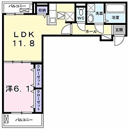 スカイパレス 1LDKの間取図画像