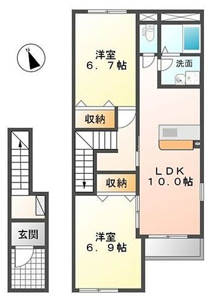 Ｇｒｅｅｎ　ＣａｌｍI 202｜茨城県取手市駒場４丁目(賃貸アパート2LDK・2階・60.00㎡)の写真 その2