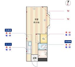 ファミーユ島村 1階1Kの間取り