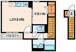マミハイム 2階1LDKの間取り