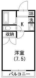 レオパレスジュネス 1Kの間取図画像