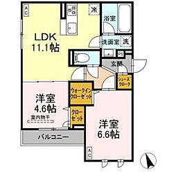 D'Bless 狛江 2LDKの間取図画像