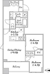 アスマチメゾン両国2 6階2LDKの間取り
