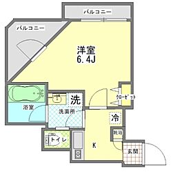 パレス・フォンテーヌ 3階1Kの間取り