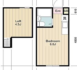 スパークルハイツ 2階1Kの間取り