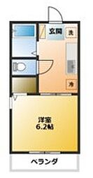 セントラルヒルズB 1階1Kの間取り