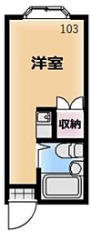 サンライフ宮の下 1階ワンルームの間取り