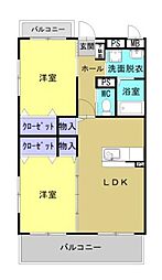 ソレイユ山ノ神 2LDKの間取図画像