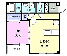 オアシス 1DKの間取図画像