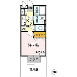 エクレール鷹合 1Kの間取図画像