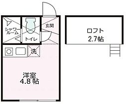 メゾンパル鶴見市場 1階ワンルームの間取り