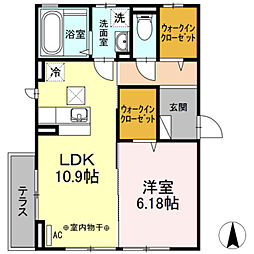 メルベーユ 1LDKの間取図画像