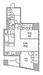 ディームス大手町ノース 10階2LDKの間取り