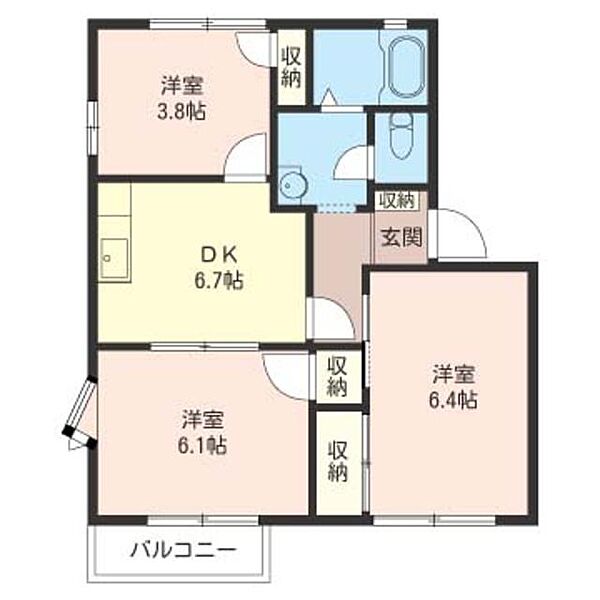 ヴェルデ　カーサ　Ｂ 00102｜埼玉県越谷市宮本町５丁目(賃貸アパート3DK・1階・50.70㎡)の写真 その2