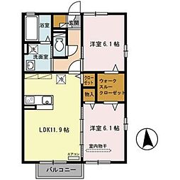 トワメゾン2 2LDKの間取図画像