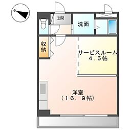 和歌山電鐵貴志川線 竈山駅 徒歩10分の賃貸マンション 3階ワンルームの間取り