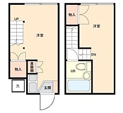 芦花フローラル 1DKの間取図画像