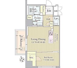 グロリアス西荻窪 8階1LDKの間取り