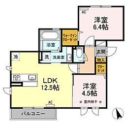 京王相模原線 多摩境駅 徒歩28分の賃貸アパート 3階2LDKの間取り