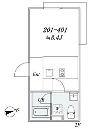 trias242 1Kの間取図画像