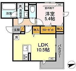 D-ROOMトリシア市川東大和田1丁目 2階1LDKの間取り
