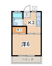 ハイツユニバースA 1Kの間取図画像