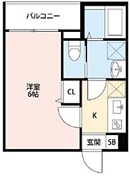 ソル幕張本郷 3階1Kの間取り