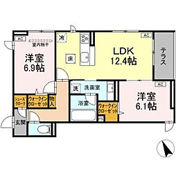 D Paina 宿河原6 II 2LDKの間取図画像