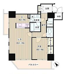 トレステージ目黒 6階1LDKの間取り