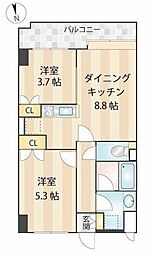 ニューガイアリルーム日暮里No.77 2DKの間取図画像