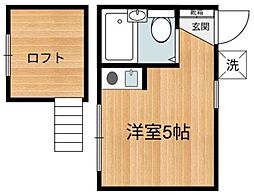 Ｕｒｂａｎｎｅｘ 2階ワンルームの間取り