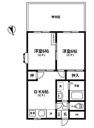 ガーデンルピナス 2DKの間取図画像
