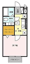 セピアコート本町 1階1Kの間取り