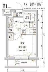 ECREDE横濱吉野町 1Kの間取図画像