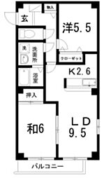 フォブール高須 2LDKの間取図画像