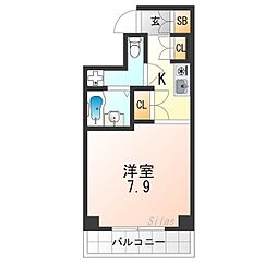 高辻ロイヤルフラッツ 3階1Kの間取り