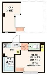 コーポRiN 1階ワンルームの間取り
