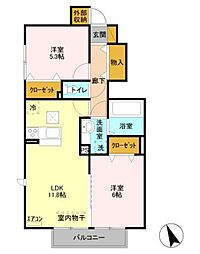 ハウスオブライフ 2LDKの間取図画像