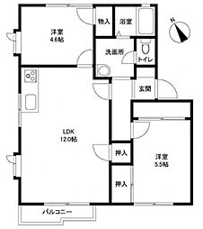 エマーレジデンス2 2LDKの間取図画像